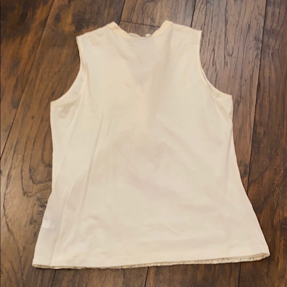 CHAPS Denim Lace Front Ruffle Sleeveless Top - Picture 4 of 6